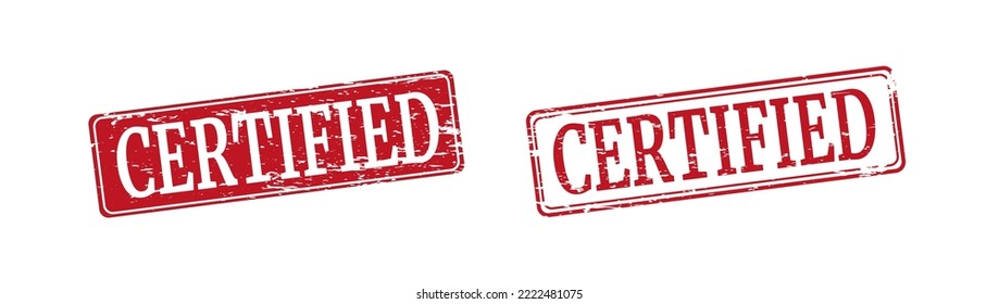 Sello de goma grunge certificado sobre fondo blanco, ilustración vectorial