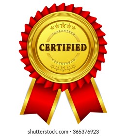 Certified Guaranteed Red Seal, Label Vector Icon
