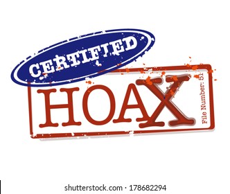 Certified Hoax Stamps in Vector for varied supernatural tales and popular paranormal events. Editable Clip Art. 