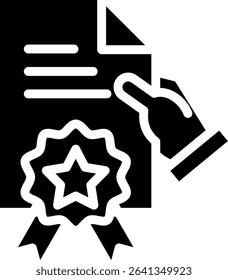 Certified Icon Glyph Vector Illustration