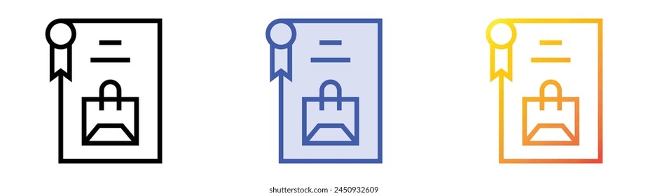 certified icon. Linear, Blue Fill and Gradient Style Design Isolated On White Background