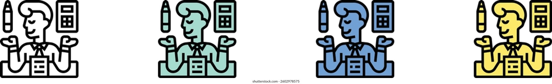 certified icon. Outline, Green, Blue and Yellow Style Design Isolated On White Background