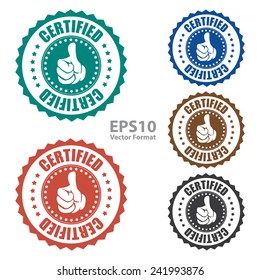 Certified icon, tag, label, badge, sign, sticker isolated on white, vector format