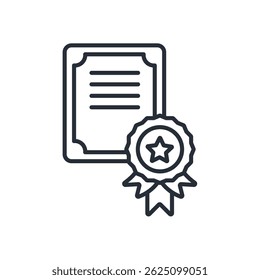 icono certificado. Vector. Trazo editable. signo de estilo lineal para uso Diseño web, logotipo. Ilustración de símbolo.