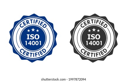 Certified iso 14001 logo template illustration