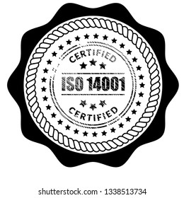 Certified iso 14001 sticker.emblem, label, badge.