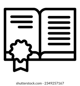 Certified literature line icon. Approved book vector illustration isolated on white. Certificate book outline style designed for and app.
