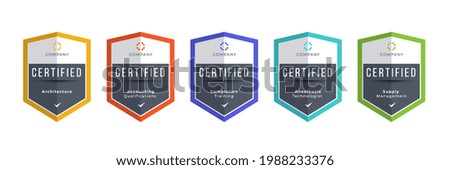 Certified logo badge. Criteria level digital certificate with shield logo line. vector illustration icon secure template.