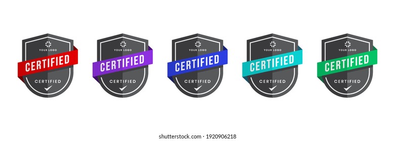 Certified Logo Badge With Shield Shape Vector. Criteria Level Digital Certificate. Vector Security Icon Template.