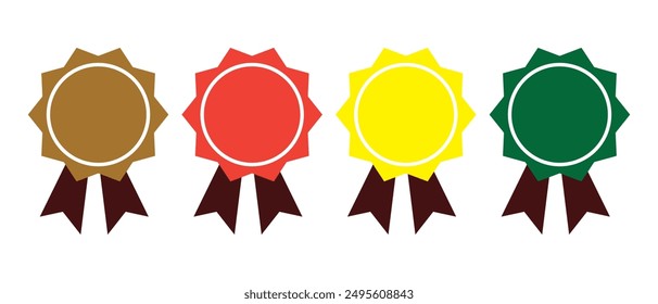 Certified, medal, and coloring  round badge icon set vector. flat style Badge icon set isolated on white background.