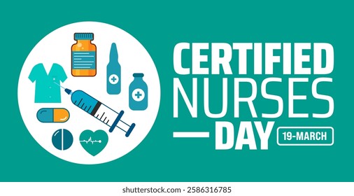 certified nurses day background banner or poster design template. observed every year in March. Holiday concept. Use to any Template, card, poster, placard, template.