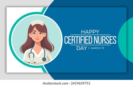 El Día de Enfermeras Certificadas se celebra anualmente el 19 de marzo en todo el mundo, es el día en que las enfermeras celebran su certificación de enfermería. Ilustración del vector