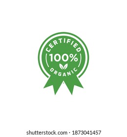 Certified organic farm stamp label vector illustration logo design	
