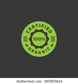 Certified organic farm stamp label vector illustration logo design	