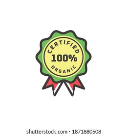 Certified organic farm stamp vector illustration logo design