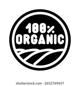 vetor de ícone de glifo orgânico certificado. sinal orgânico certificado. ilustração de símbolo isolado