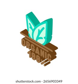 Icono isométrico orgánico certificado. Vector orgánico certificado. Ilustración de símbolo aislado