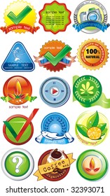 Certified organic label or sticker for products - graphic illustration. Set of design element, vector labels for quality warranty