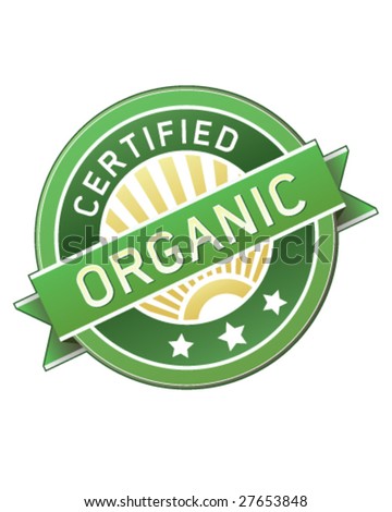 Certified organic label or sticker for products - vector illustration