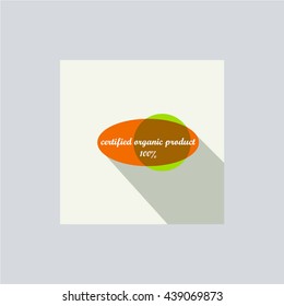 Certified organic product vector. Flat icon.