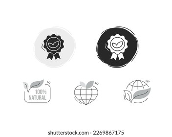 Certified organic vector line icon with editable stroke