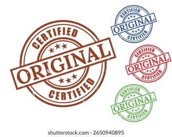 Conjunto original do vetor do carimbo certificado, etiqueta autêntica da garantia do produto