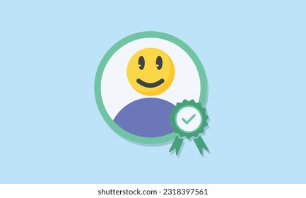 Certified person vector icon on blue background.