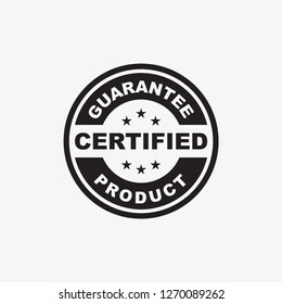 certified product guarantee stamp icon template in black color