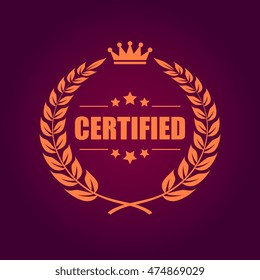 Certified product laurel emblem vector illustration