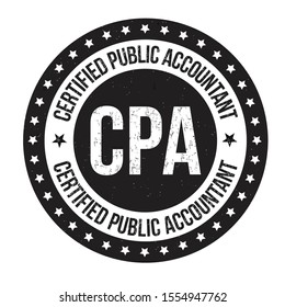 Certified public accountant sign or stamp on white background, vector illustration