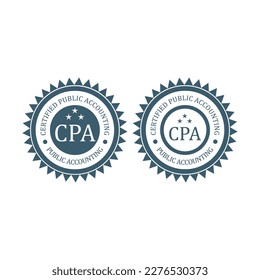 Certified public accountant sign or stamp, CPA bookkeeper seal, accounting badge