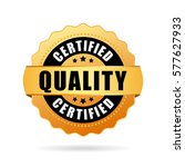 Certified quality gold seal icon on white background. Quality business icon.