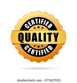 Certified quality gold seal icon on white background. Quality business icon.
