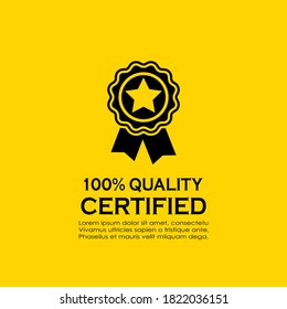 Certified quality vector badge on yellow background