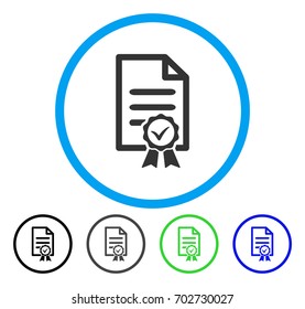 Certified rounded icon. Vector illustration style is a flat iconic symbol inside a circle, black, gray, blue, green versions. Designed for web and software interfaces.
