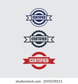Certified rubber stamp set Grunge red black badge with certified text in frame or round Rectangular border Certification approved fail and original stamp 