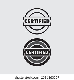 Certified rubber stamp set Grunge red black badge with certified text in frame or round Rectangular border Certification or seal icon logo design  illustration and idea