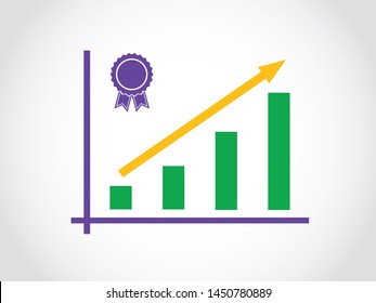Certified Service Quality Product Graduate Increase Graph Bar Arrow 