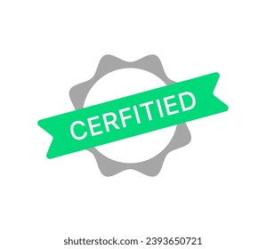 Certified sign. Flat, green, gear icon, certified icons. Vector icon