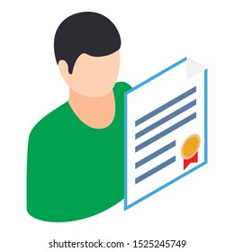Certified specialist icon. Isometric illustration of certified specialist vector icon for web