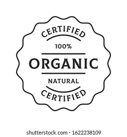 Certified Stamp, 100% Organic Natural Sticker, Natural Food Sticker, Health Store Label, Certified Label, Natural Foods Store, Logo Packaging Label Badge Vector Illustration Background