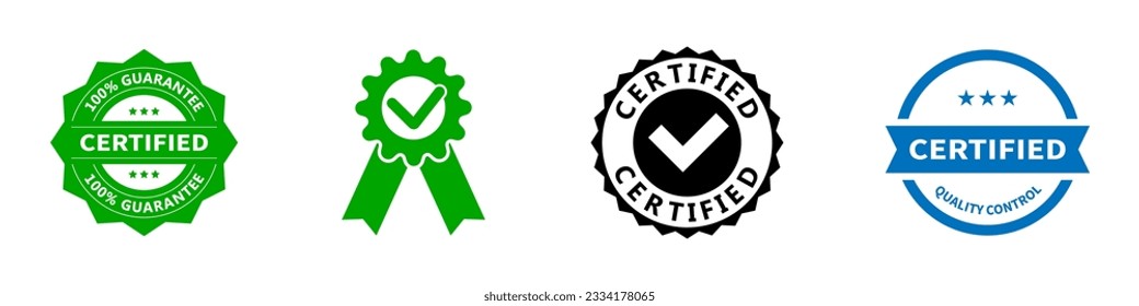 Certified stamp - collection of vector elements for product package.