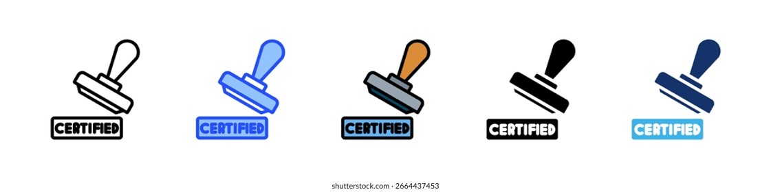 Colección certificada del icono del sello con los estilos múltiples