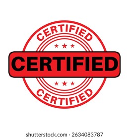 Certified stamp icon or seal design with bold text and circular badge shape. Ideal for use in business documents, quality assurance labels, official certifications, and guarantee graphics.