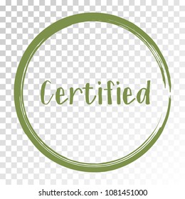 Certified stamp products icon, goods package label in frame vector design. Certified goods, food or clothing logo, products sign, round border, circle tag label, sticker, stamp, emblem.