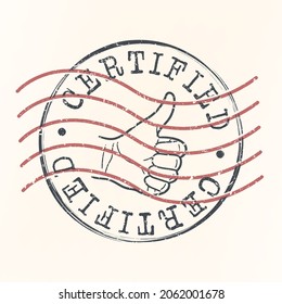 Certified Stamp Retro Postmark. Silhouette Postal Mark Quality. Seal Round Vector Icon. Badge Vintage Postage Design.