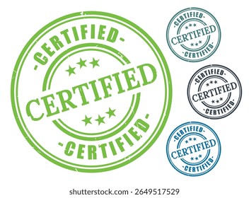 Certified stamp vector graphic for quality assurance and product verification seals and badges design