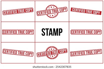 Certified True Copy rubber stamp on white background. Certified True Copy Stamp.