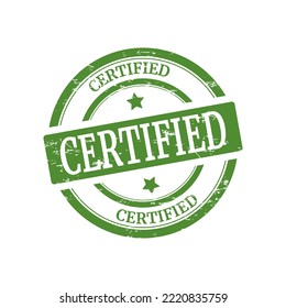 Sello o placa de goma de grunge vectorial certificada con texto "certificado"