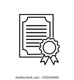 Certified vector icon on white background.